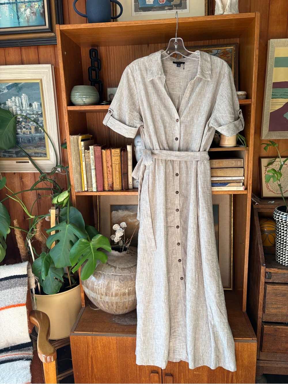 Tamara H Farmhouse CottageCore Maxi Shirt Dress L